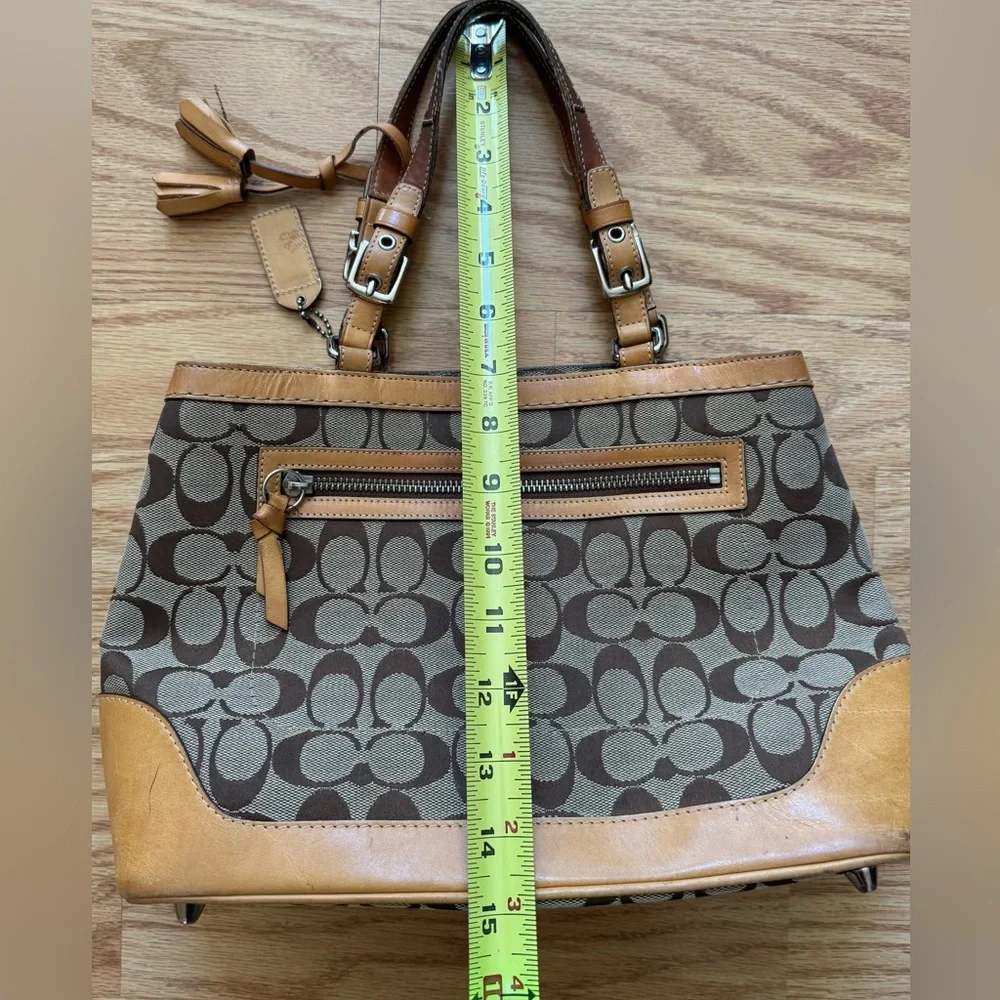 Coach Brown Signature Canvas Tote with Tan Leather Trim - Picture 16 of 16